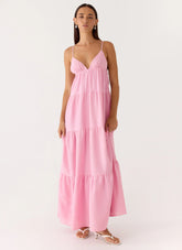 Lotty Linen Maxi Dress - Pink